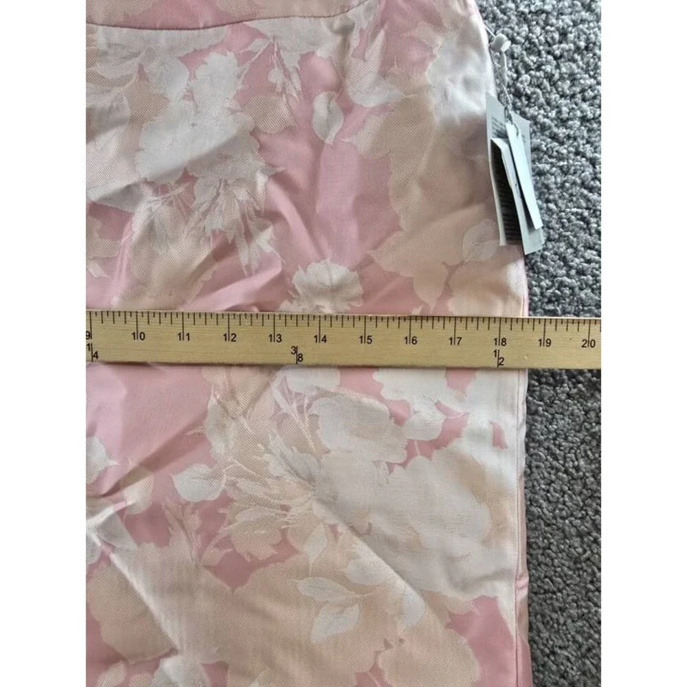 Kasper Floral-Print Scalloped-Edge Pencil Skirt Women's 2P Tutu Pink Back Zip